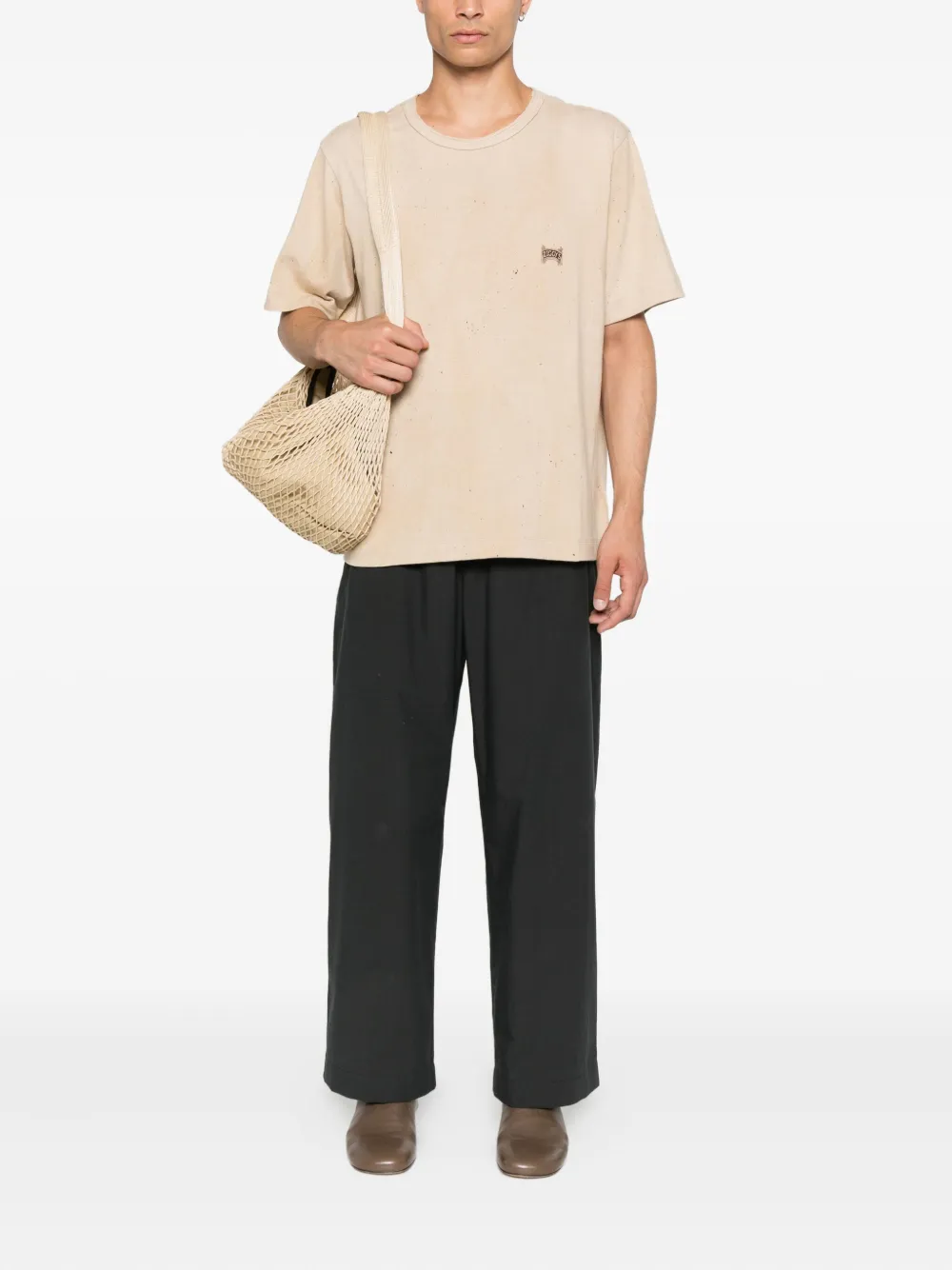 Ziggy Chen Katoenen T-shirt met spikkels - Beige