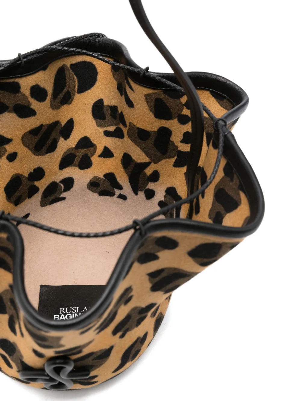 Ruslan Baginskiy Bucket-tas met luipaardprint en ruches Bruin