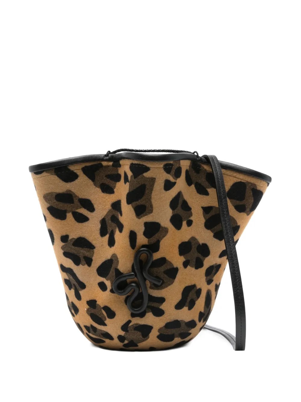 Ruslan Baginskiy Bucket-tas met luipaardprint en ruches Bruin