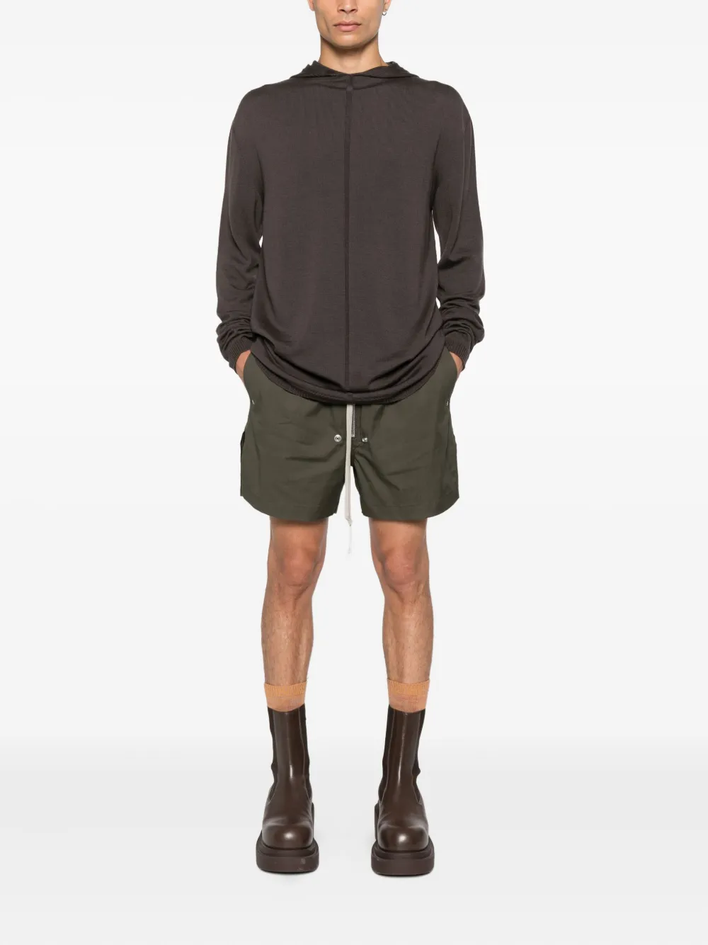 Rick Owens Shorts met trekkoord en ritssluiting Groen