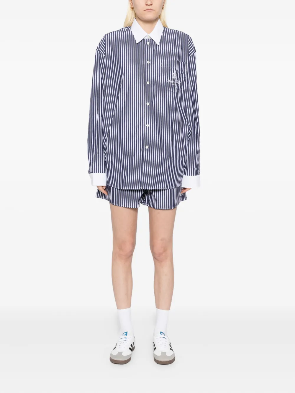 Sporty & Rich Vendome gestreepte shorts Blauw