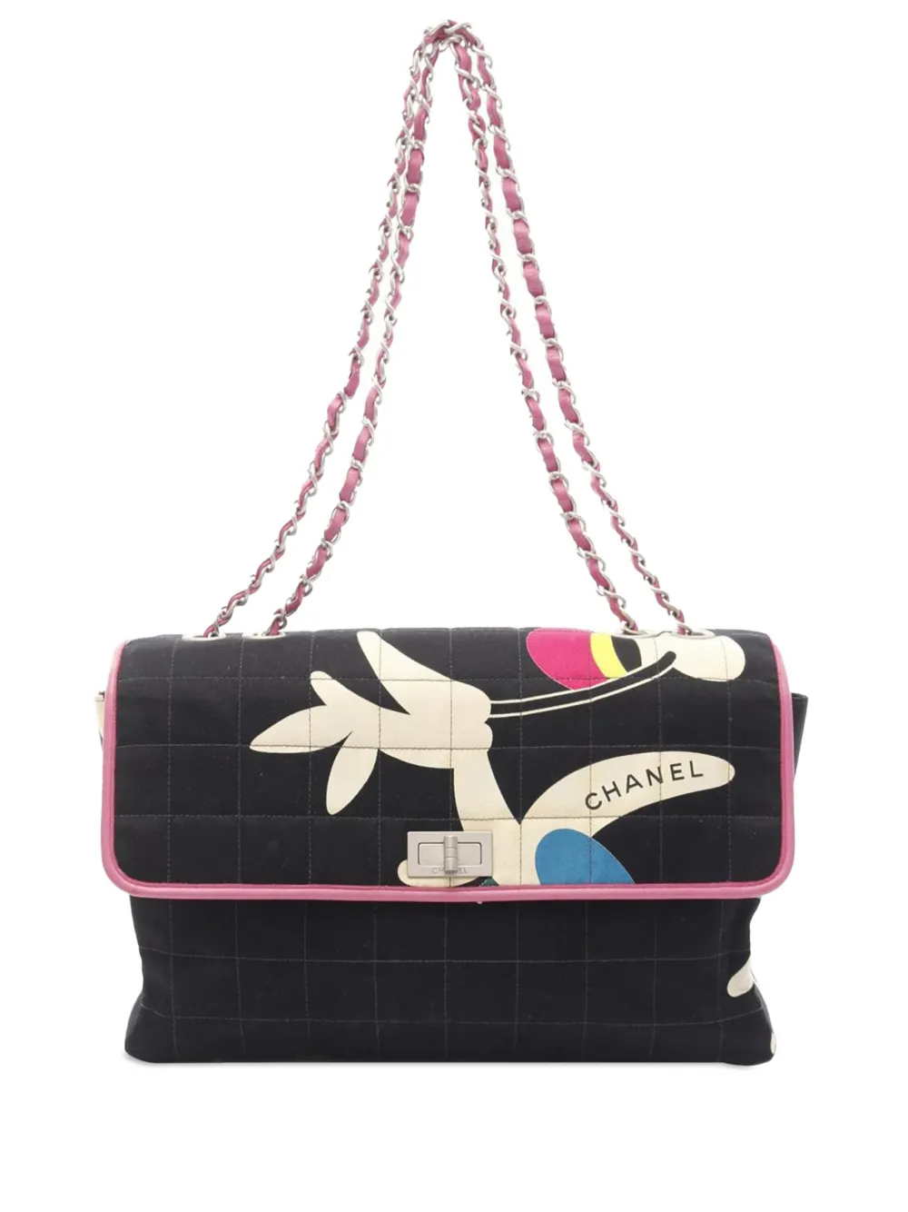 CHANEL Pre-Owned 2000-2002 チョコバー リイシュー キャンバス プリント マルチポケット フラップ CHANEL Pre-Owned 2000-2002 チョコバー リイシュー キャンバス プリント マルチポケット フラップ