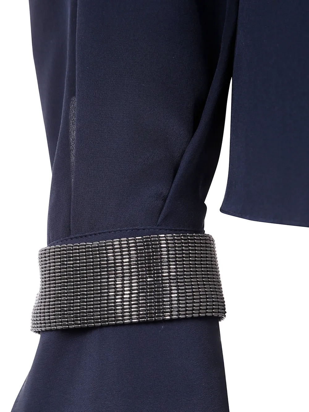 Brunello Cucinelli Blouse met hoge hals en verfraaide cuffs Blauw