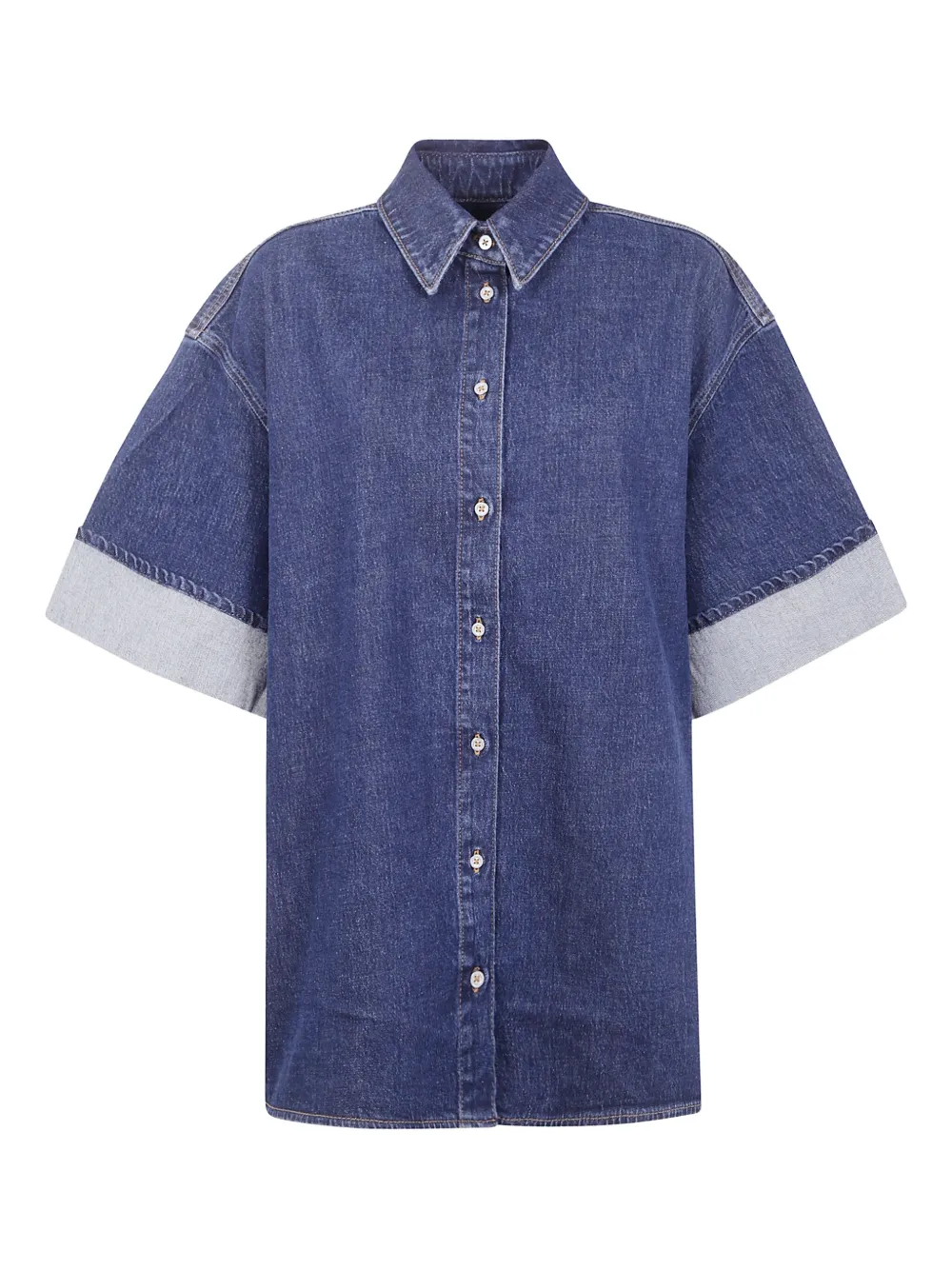 7 For All Mankind ボタンカフス コットンシャツ - ブルー 7 For All Mankind ボタンカフス コットンシャツ - ブルー