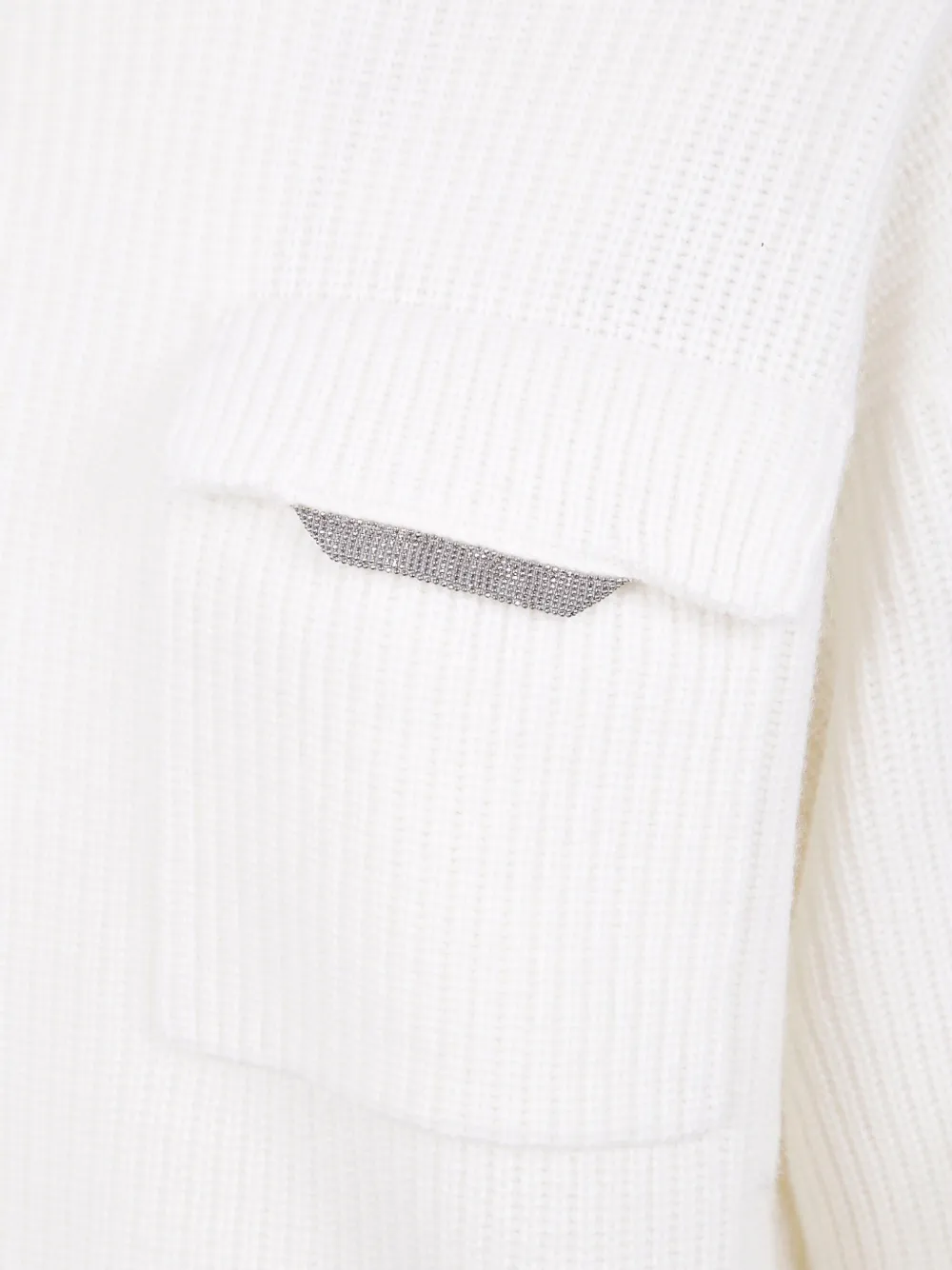 Brunello Cucinelli Sweater met hoge hals en zak Wit