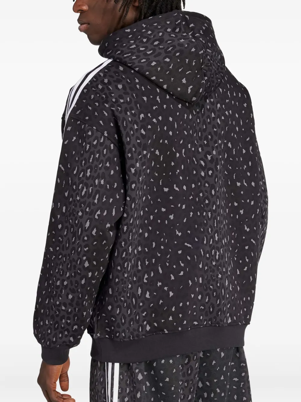 adidas Hoodie met luipaardprint en drie strepen Zwart