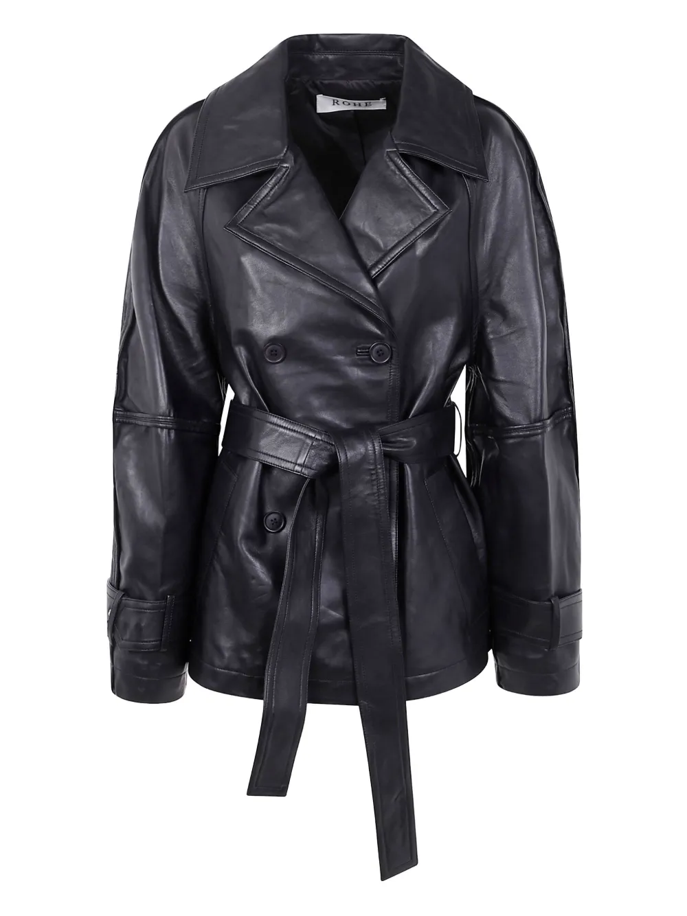 Róhe belted double-breasted leather jacket | Black | Image 1