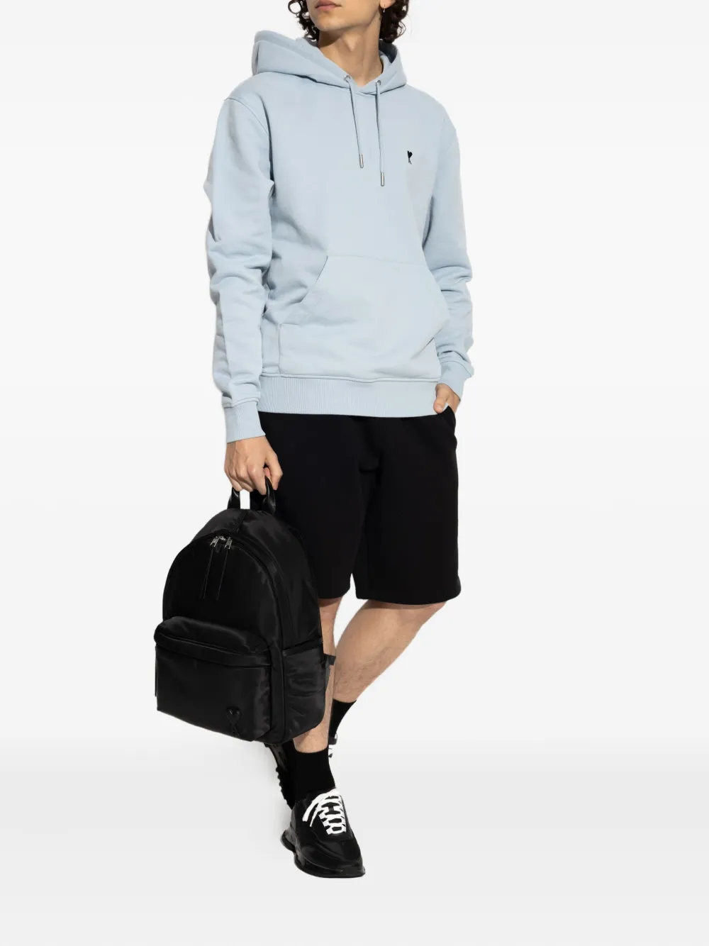 AMI Paris drawstring-waistband side-pockets shorts Zwart