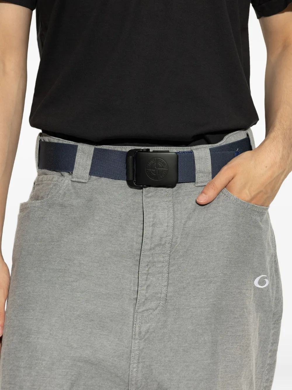 Stone Island 9300001 logo-plaque belt Blauw