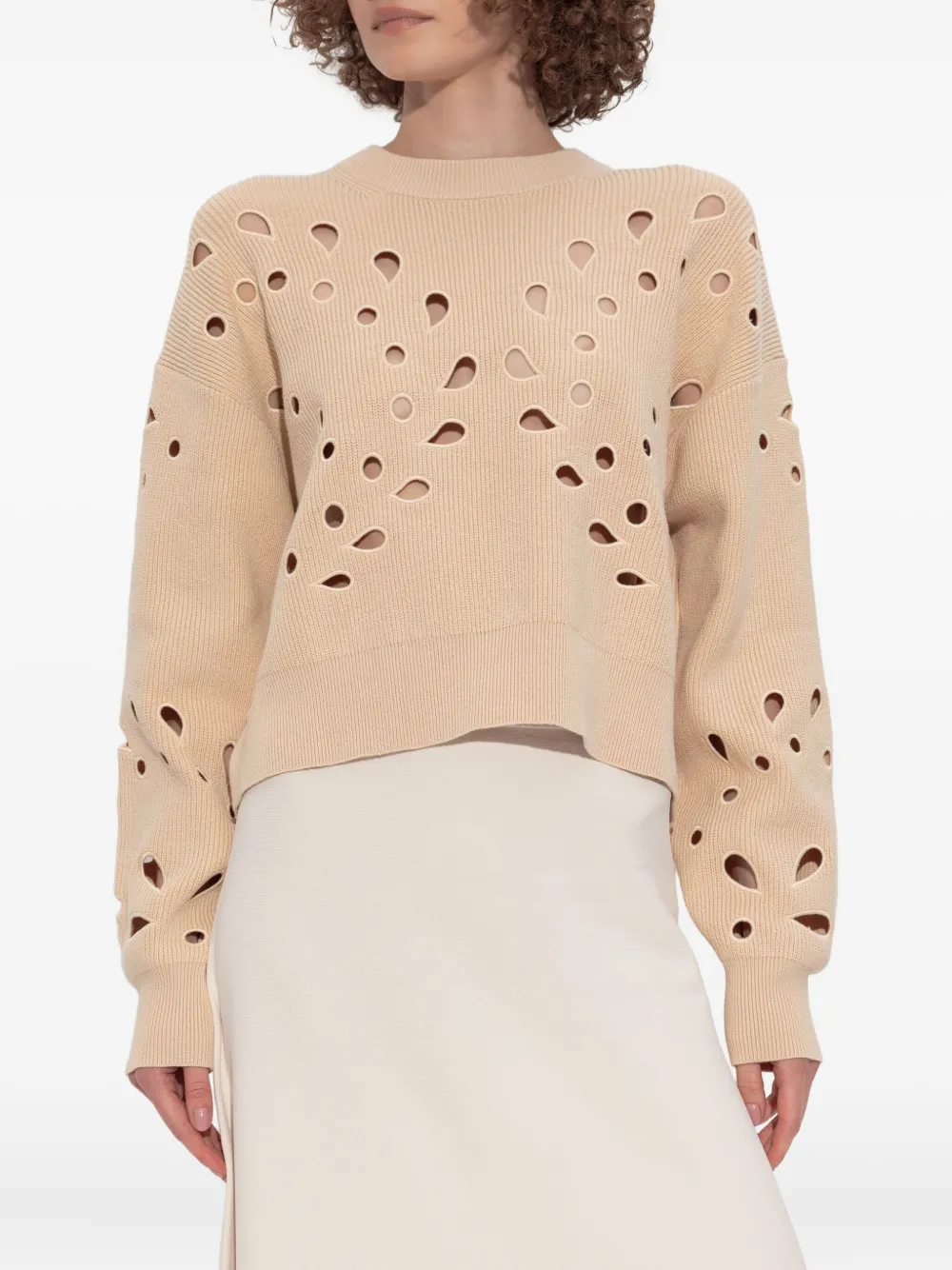 Ulla Johnson Vanessa geribbelde trui met uitgesneden details Beige