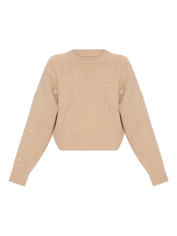 Ulla Johnson Vanessa Cut-out Ribbed Sweater in Neutrals