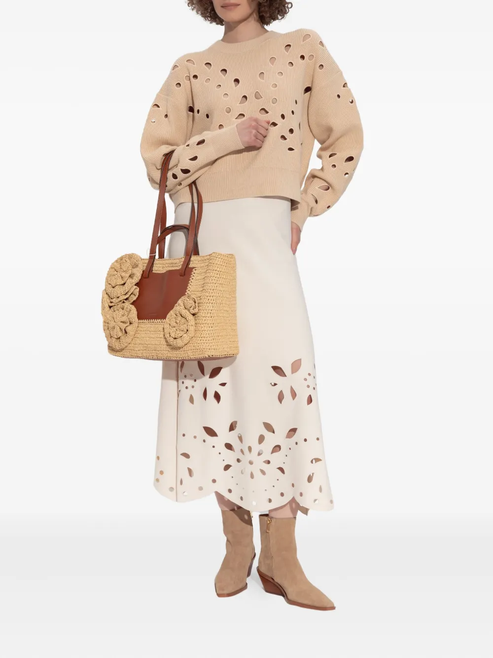 Ulla Johnson Vanessa geribbelde trui met uitgesneden details Beige