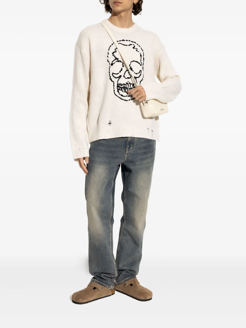 Zadig&Voltaire Gerafelde trui met geborduurde doodskop - Beige