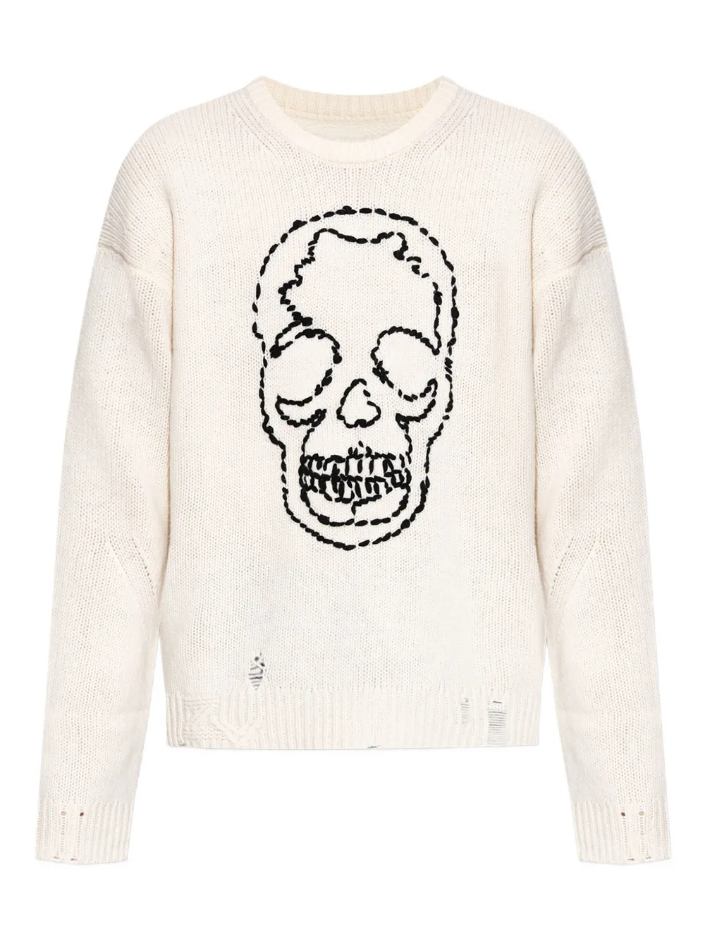 Zadig&Voltaire skull-embroidered distressed sweater Beige