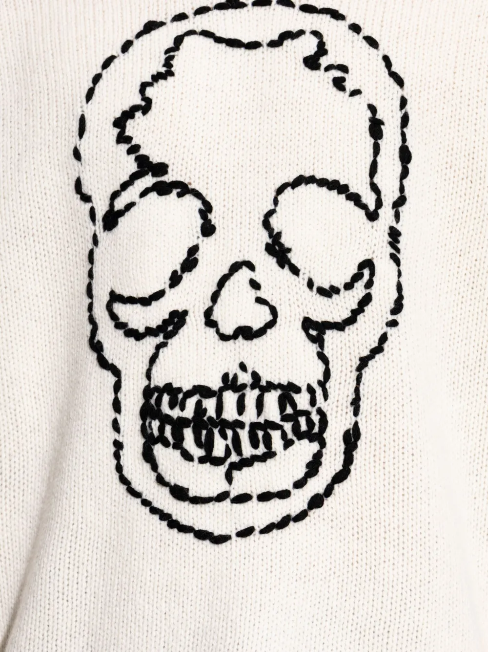 Zadig&Voltaire Gerafelde trui met geborduurde doodskop Beige