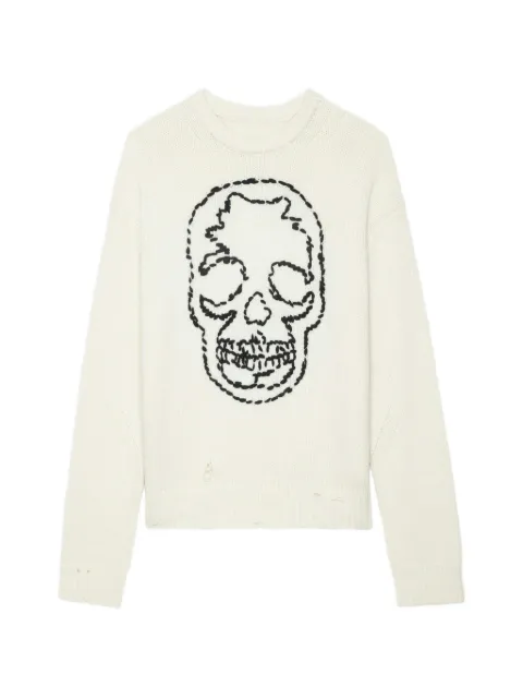 Zadig&Voltaire skull-embroidered distressed sweater