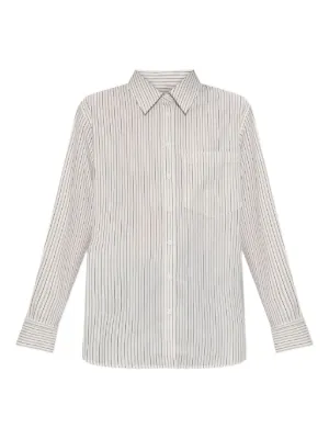 SANDRO レースパネル ストライプ シャツ | ホワイト | FARFETCH JP