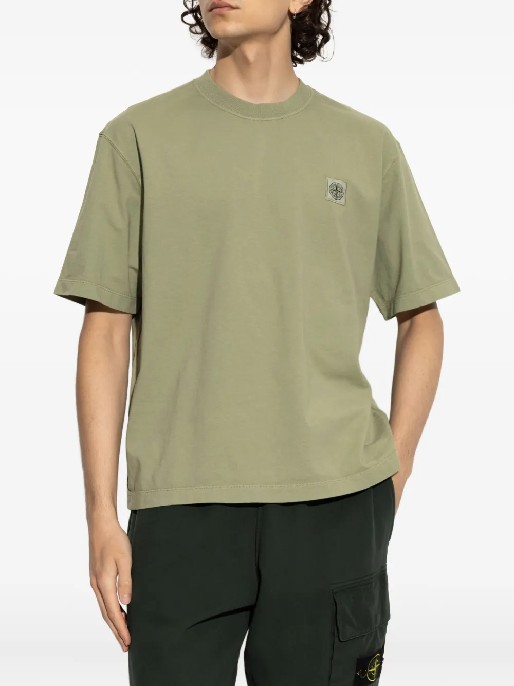 Stone Island logo-patch cotton T-shirt Groen