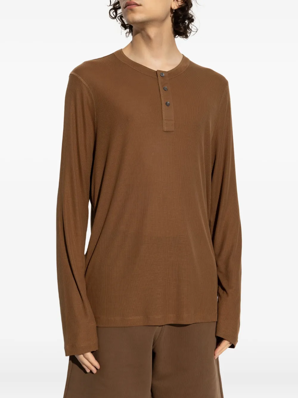 AMI Paris ribbed Henley T-shirt Bruin