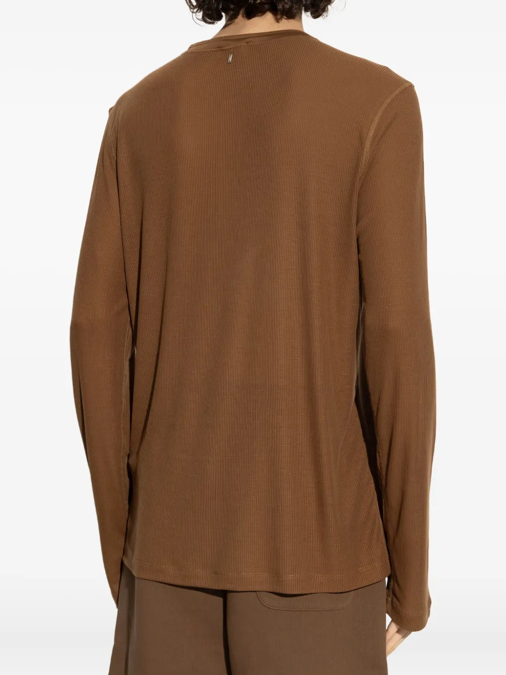 AMI Paris ribbed Henley T-shirt Bruin