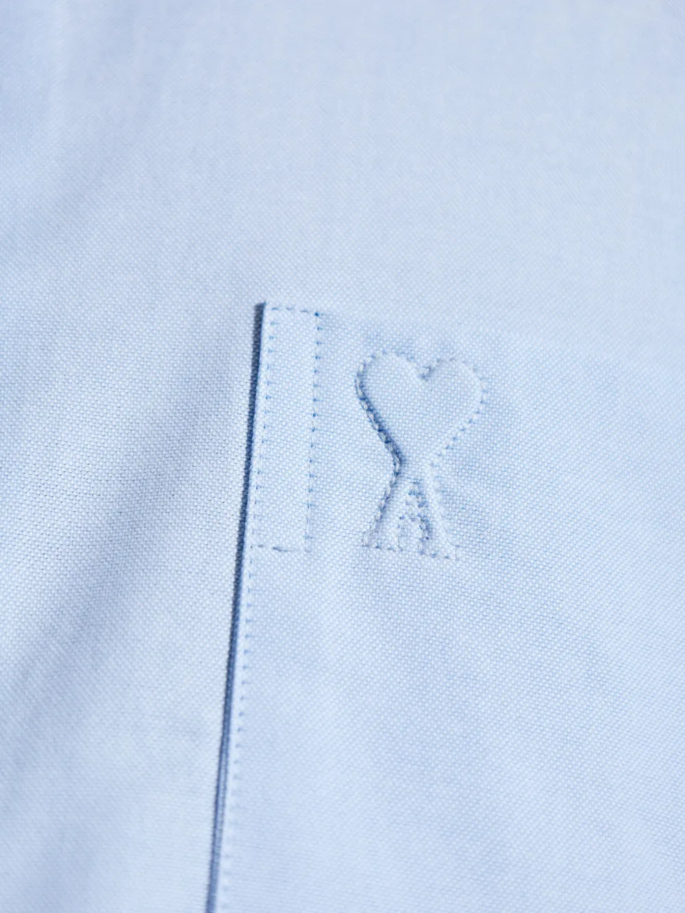 AMI Paris heart-embroidered long-sleeve shirt Blauw