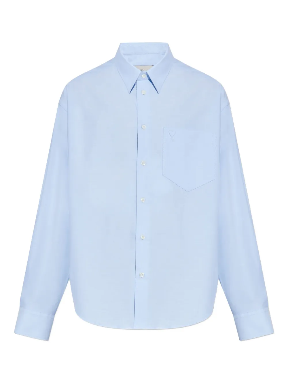 AMI Paris heart-embroidered long-sleeve shirt Blauw