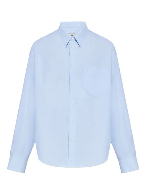 AMI Paris heart-embroidered long-sleeve shirt