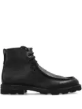 Brioni lace-up textured leather biker boots - Black