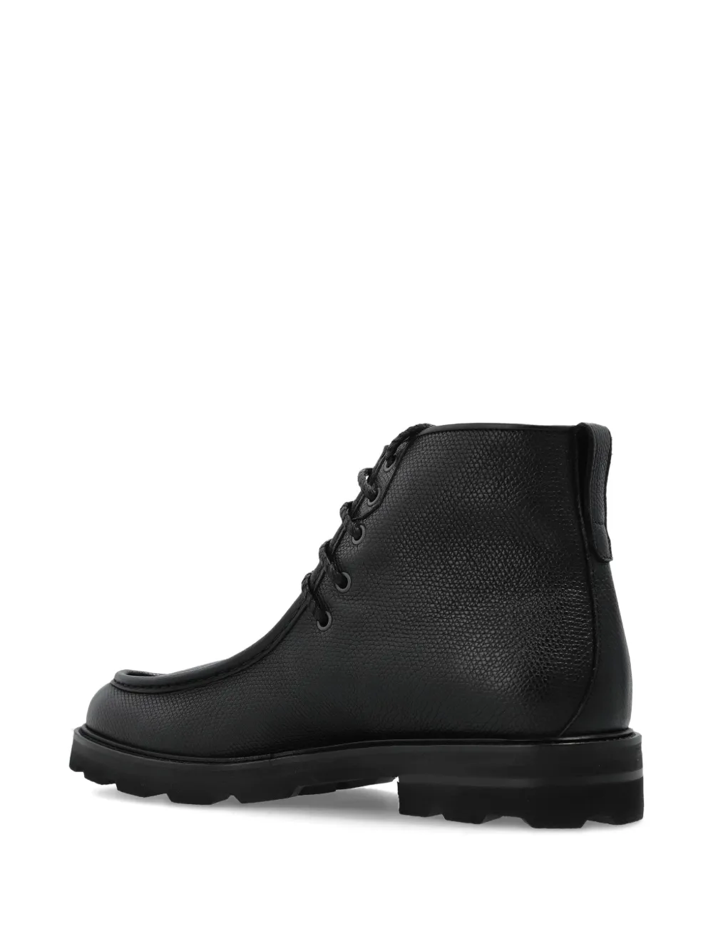 Brioni Leren biker boots met textuur en veters Zwart