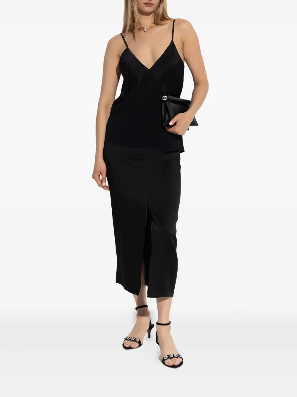 Forte High waist midi-rok Zwart
