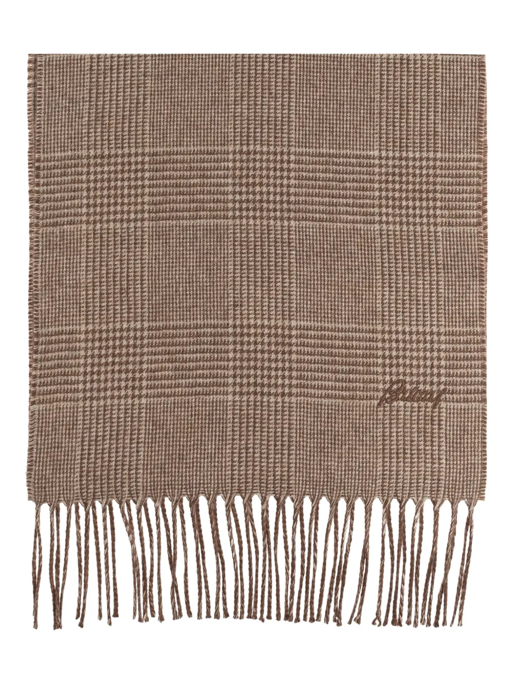 Brioni plaid fringe scarf Bruin