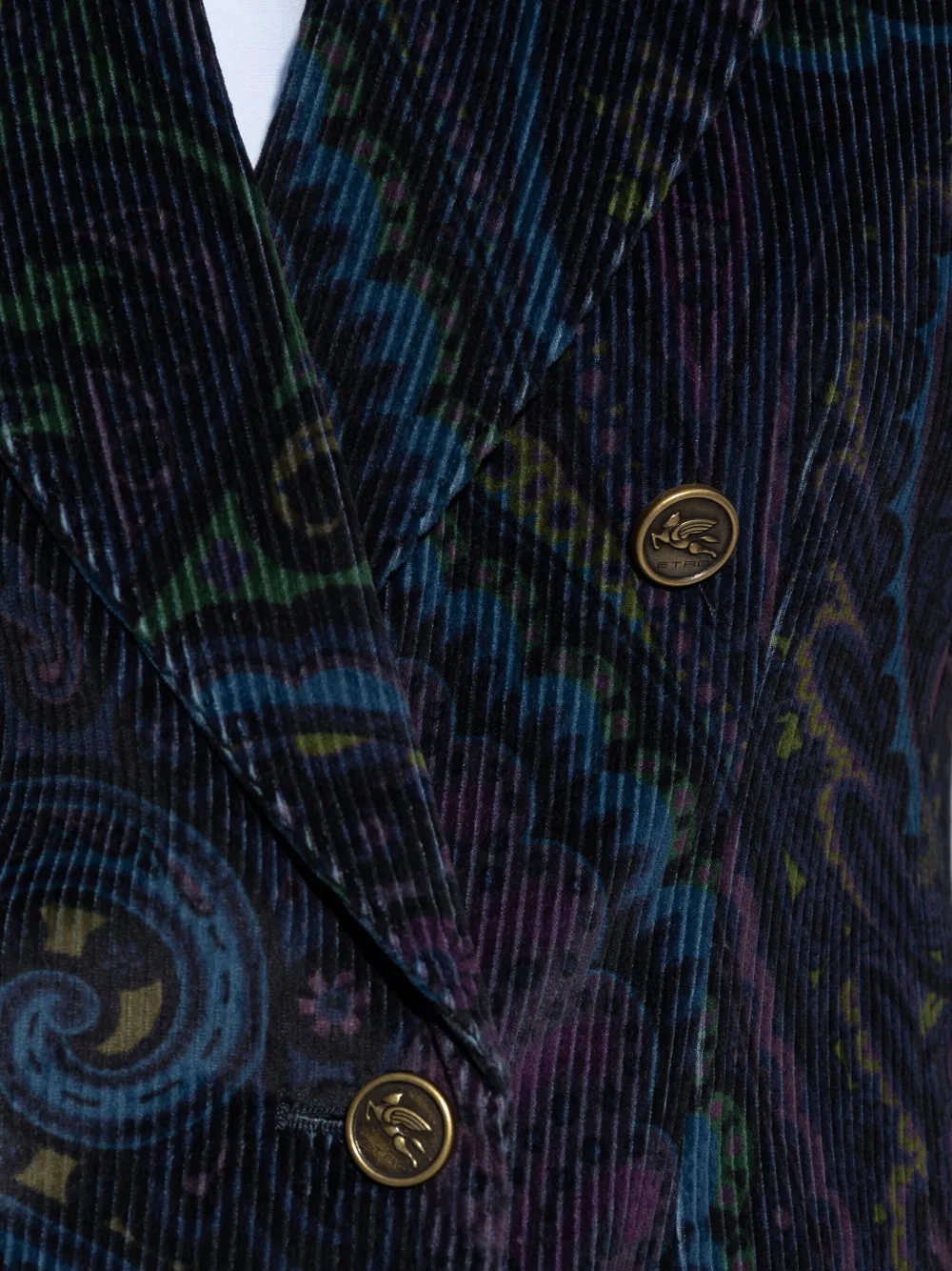 ETRO corduroy double-breasted blazer Blauw