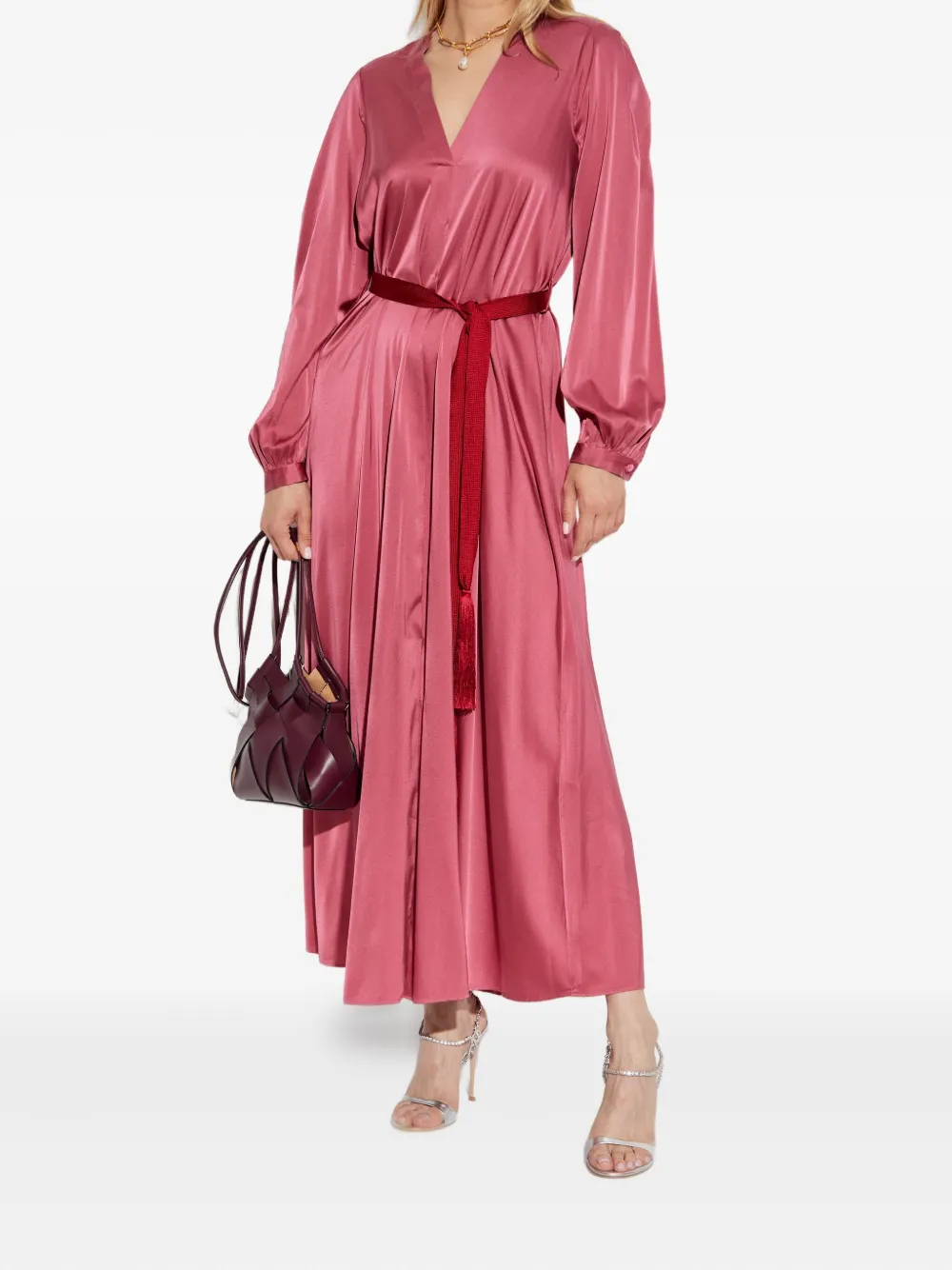 Forte silk-blend V-neck maxi dress Roze