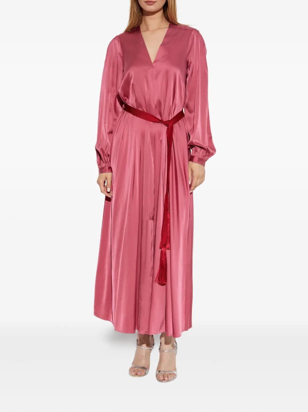 Forte silk-blend V-neck maxi dress Roze