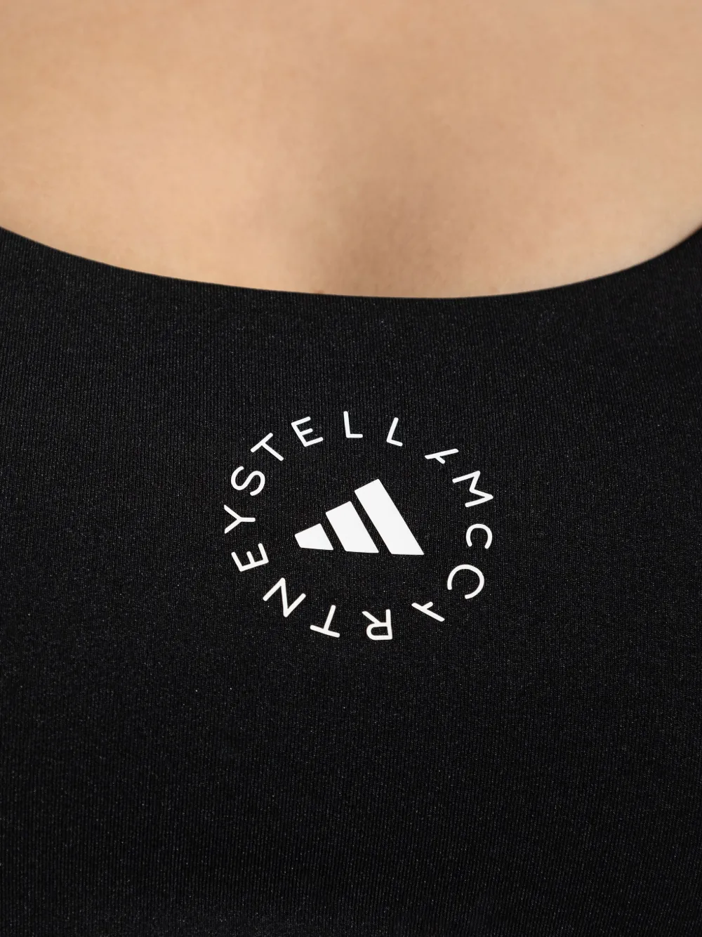 adidas by Stella McCartney racer-back logo-print top Zwart
