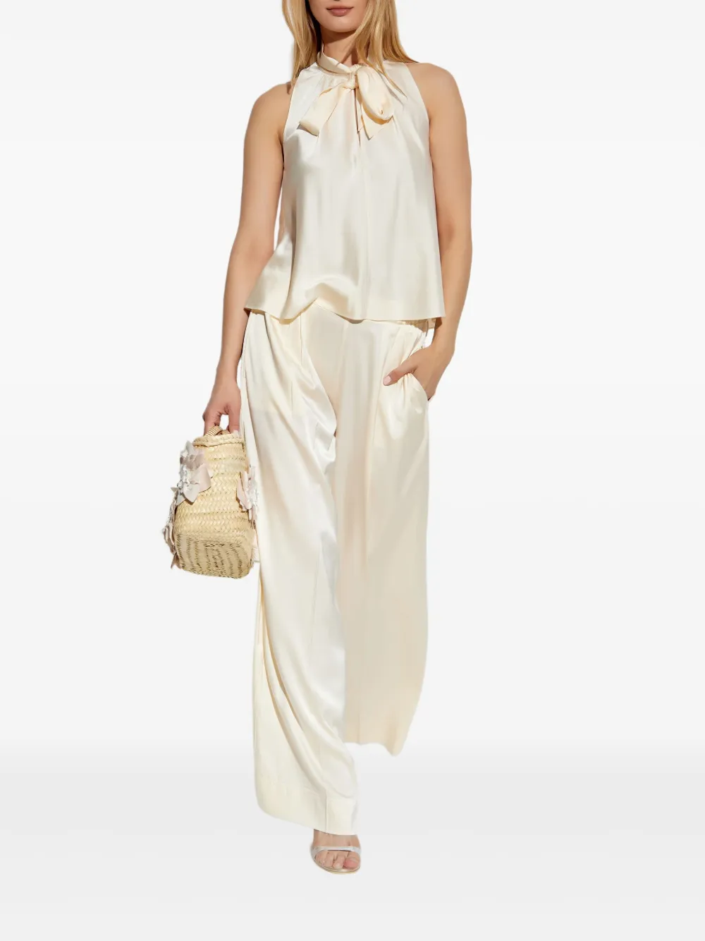 Forte pleated straight-leg trousers Beige