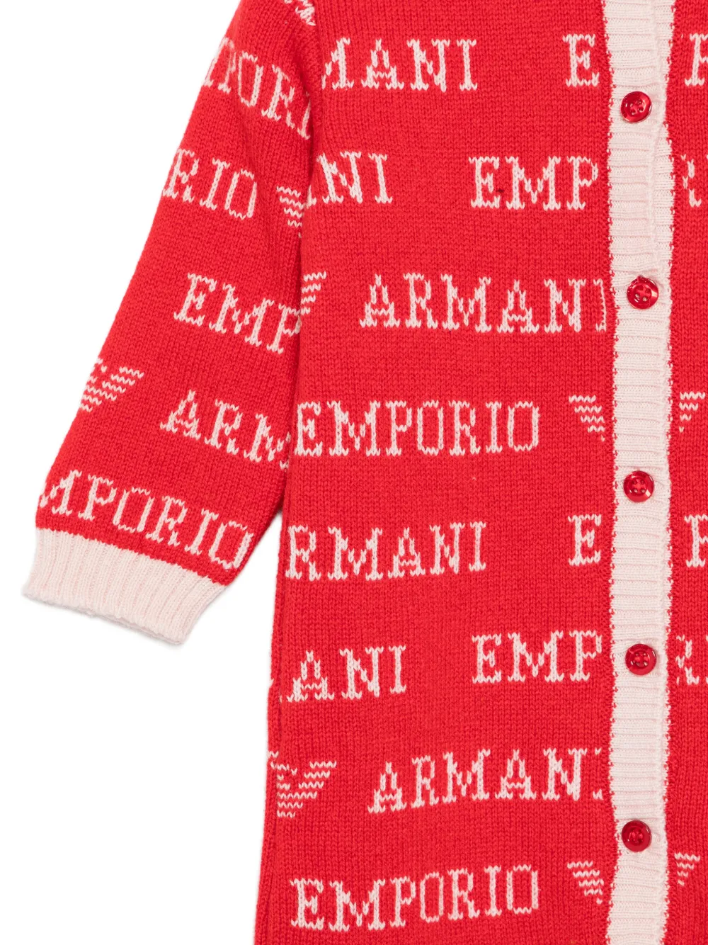 Emporio Armani Kids Romper met logo-intarsia en kraag Rood