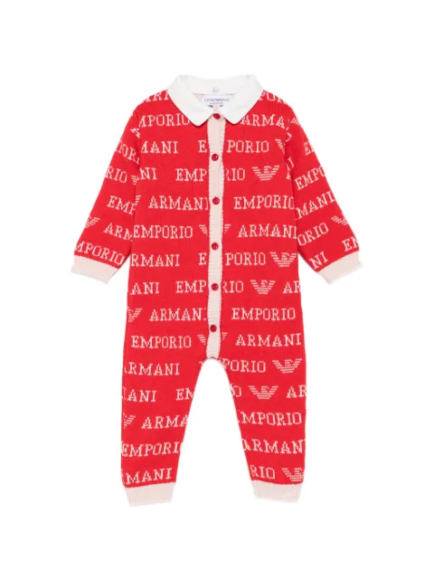 Emporio Armani Kids logo-intarsia collared romper