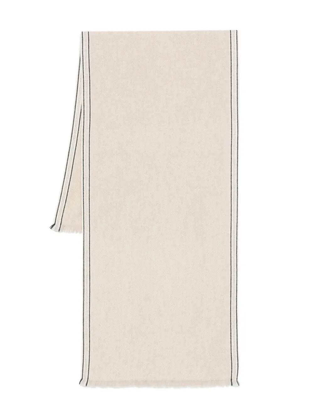 Brunello Cucinelli striped cashmere scarf Beige