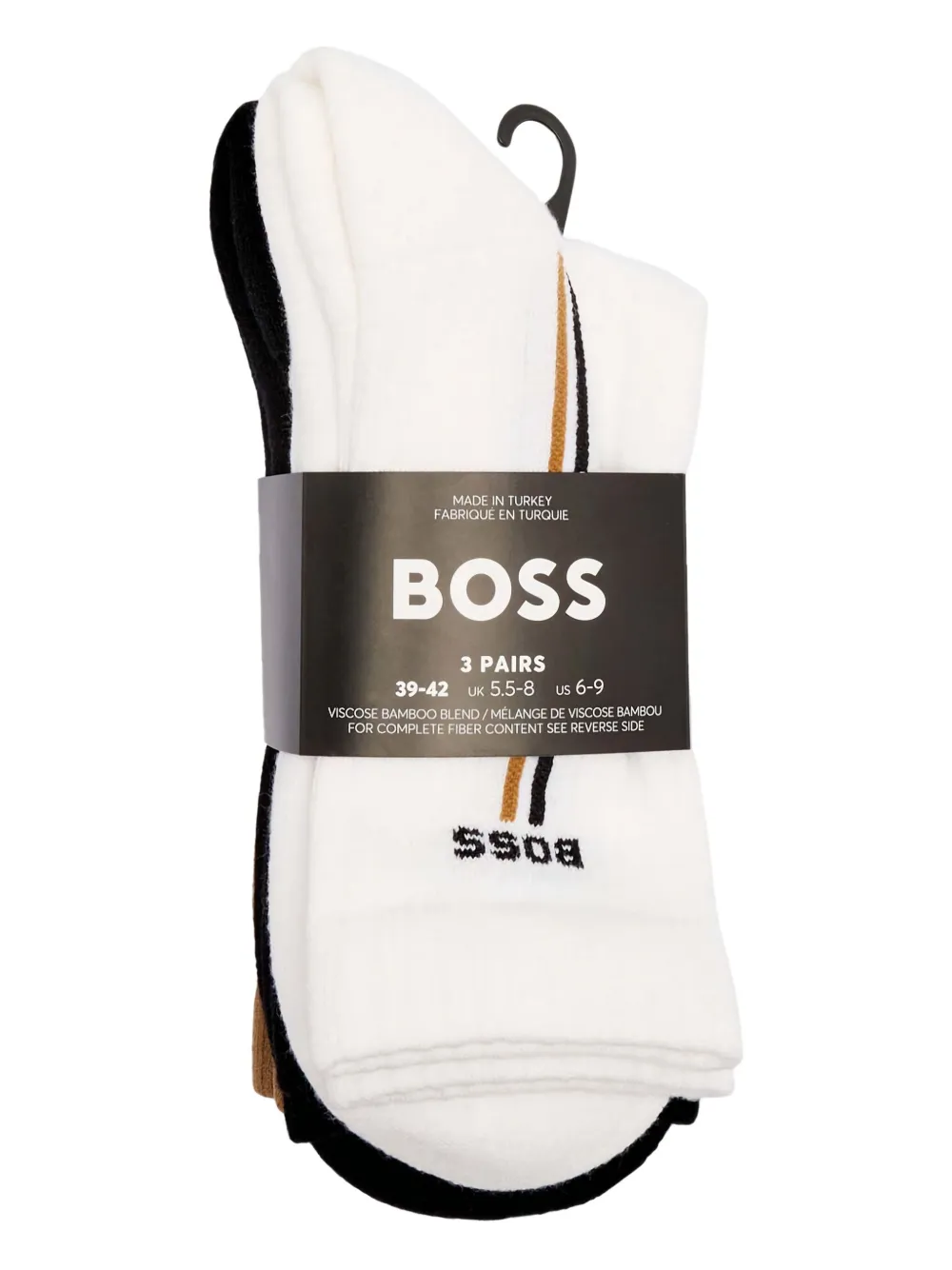 BOSS Drie paar sokken met logo-jacquard Wit