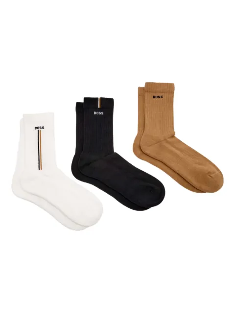 BOSS juegos de tres pares de calcetines con logo en jacquard