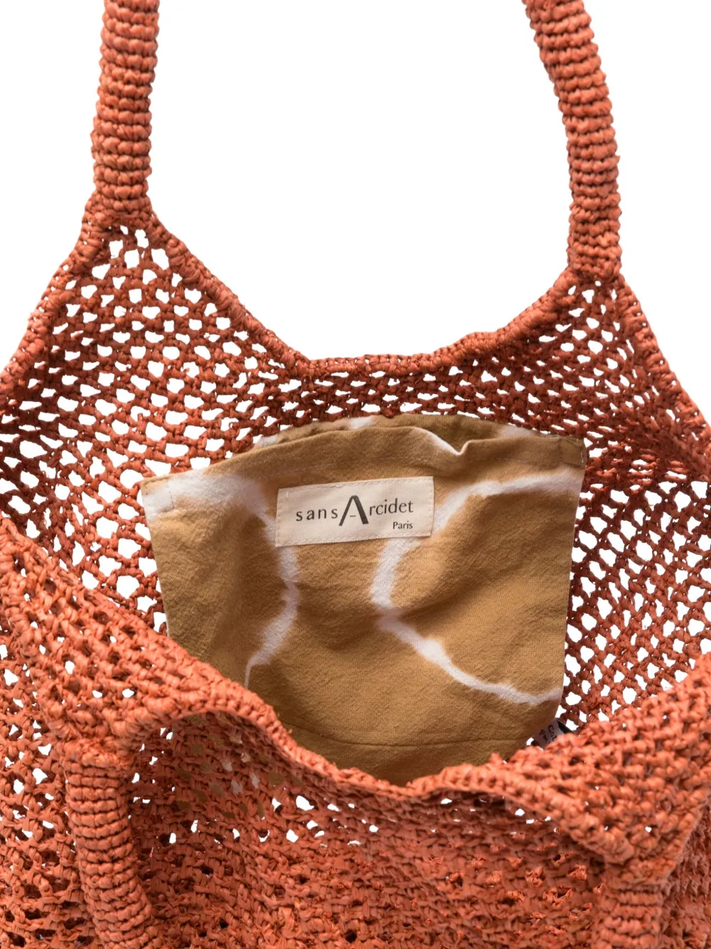 Sans Arcidet Mamabe raffia shopper met net weving Oranje