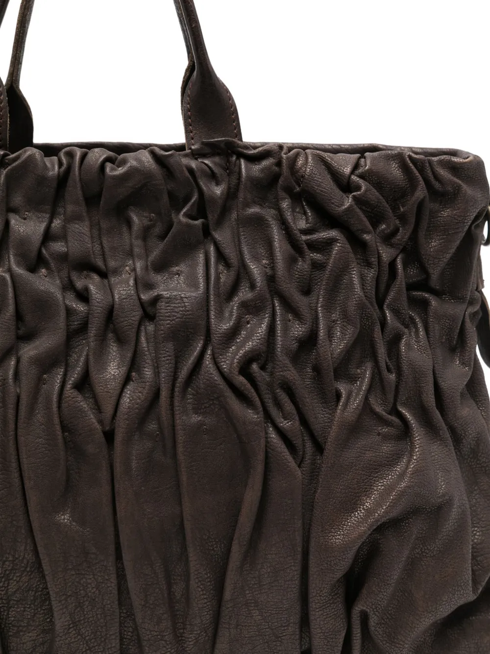 RITA MERLINI Geplooide leren shopper Bruin