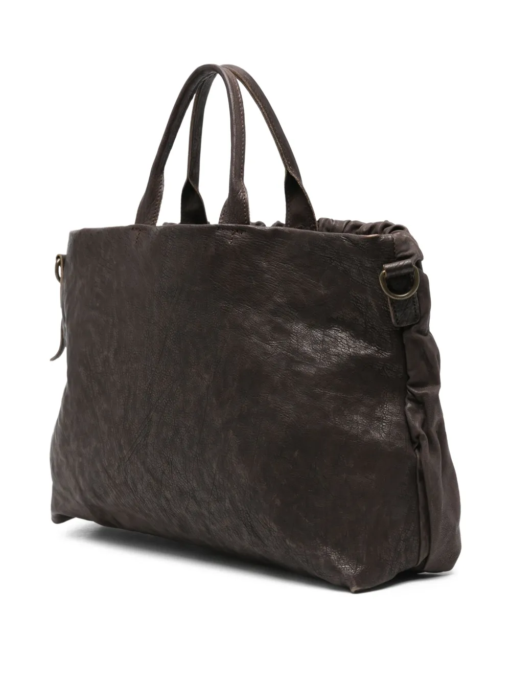 RITA MERLINI Geplooide leren shopper Bruin