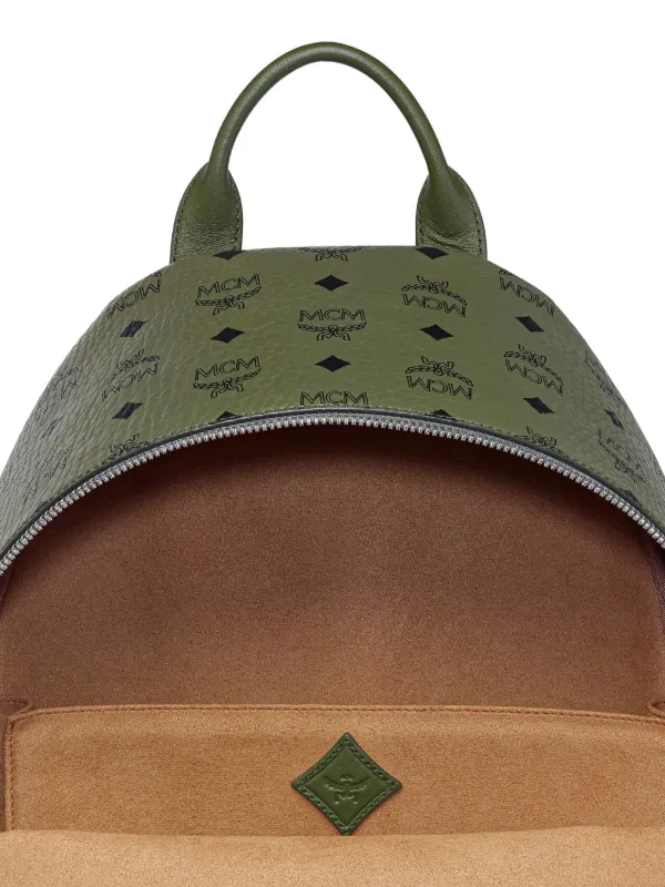 MCM Medium Stark Visetos Monogram Backpack | Green | FARFETCH