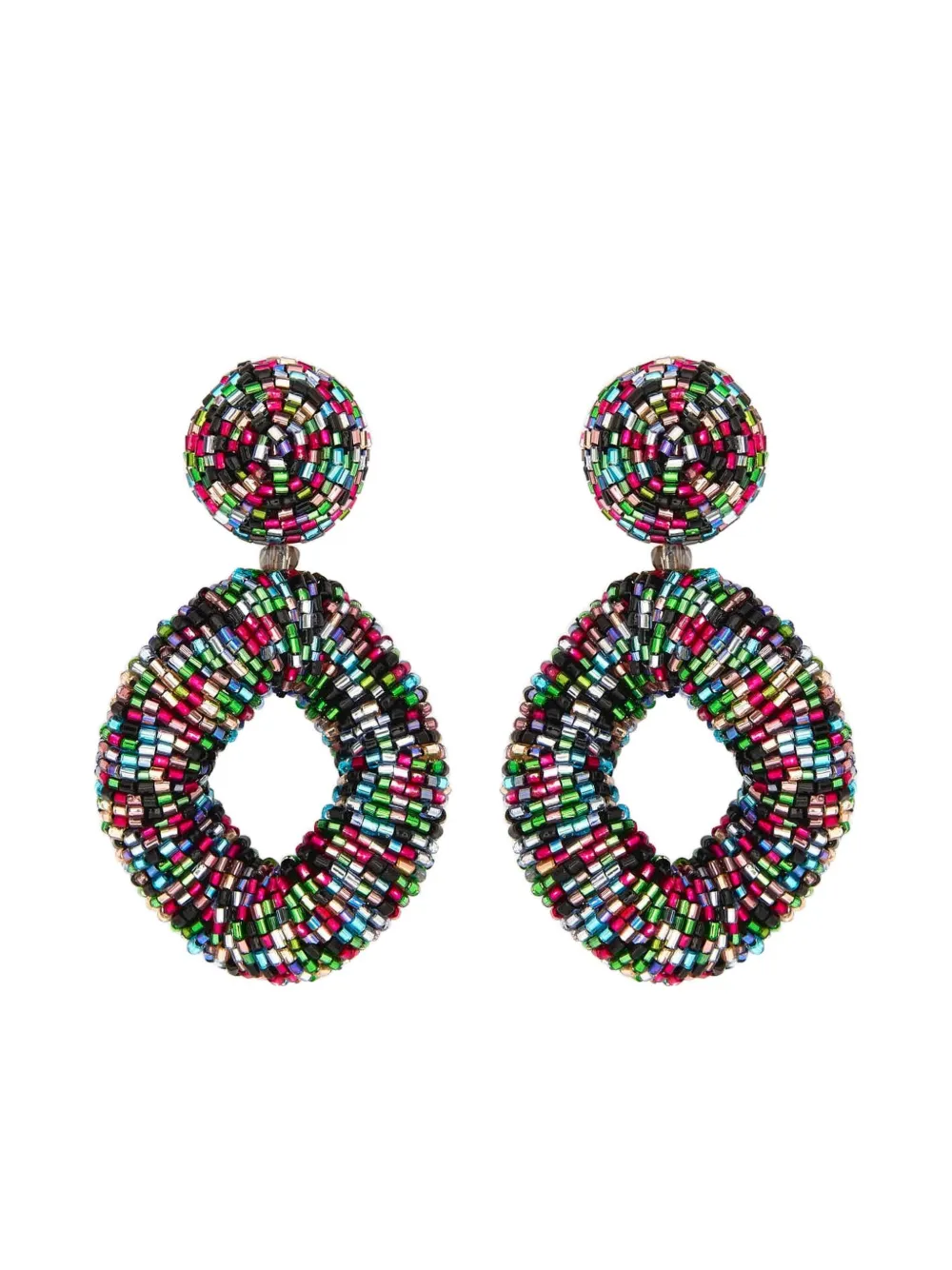 Oscar de la Renta Orecchini a cerchio con perline - Nero