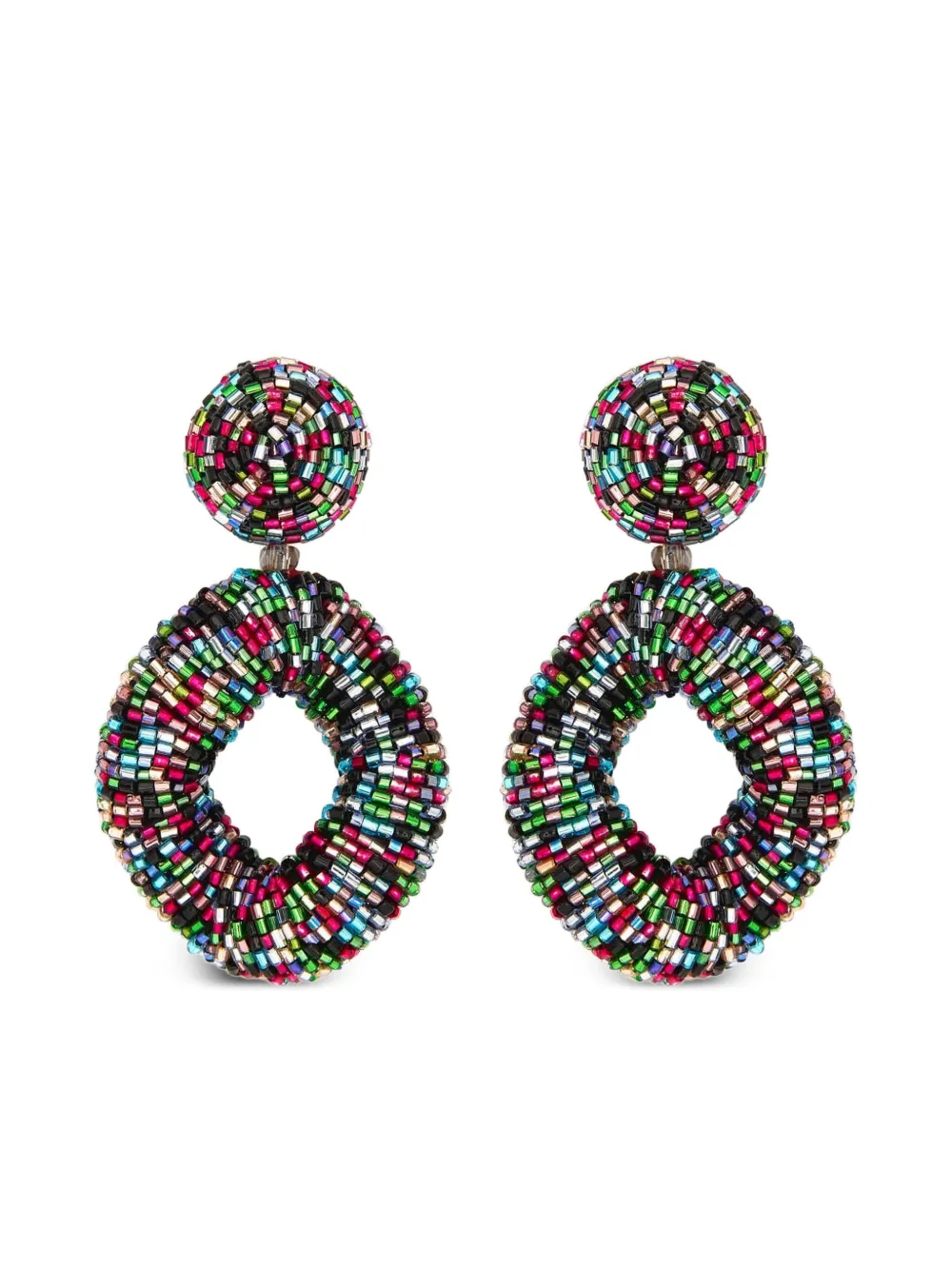 Oscar de la Renta beaded circle earrings | Black | Image 1