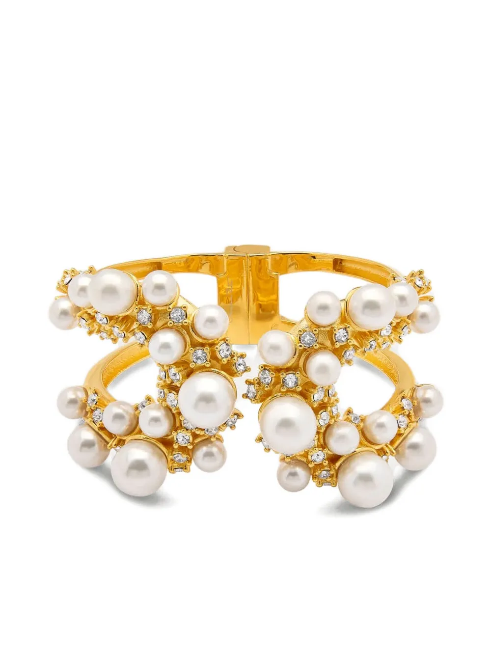 pavé-cluster hinge-fastening bracelet