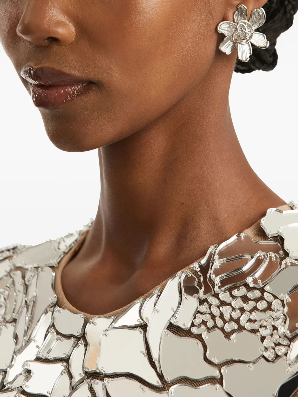 Oscar de la Renta flower-shaped earrings - Argento