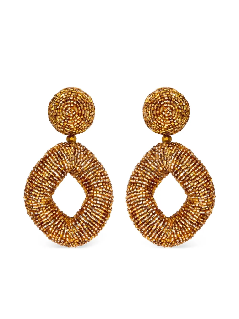 Oscar de la Renta beaded drop earrings | Brown | Image 1